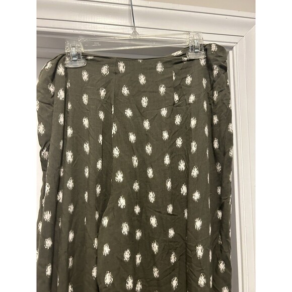 Women’s Size 12 Wide Leg Pants Olive Green Boho Granola Teacher Casual Fun Zip - Picture 4 of 9